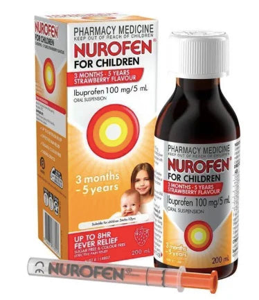 For Children 3 Months - 5 Years Pain And Fever Relief 100mg/5ml Ibuprofen Strawberry 200ml  For Children 3 Months - 5 Years Pain & Fever Relief 100mg/5ml Ibuprofen Strawberry | 200ml | Nurofen | PF-104626-CW-970000