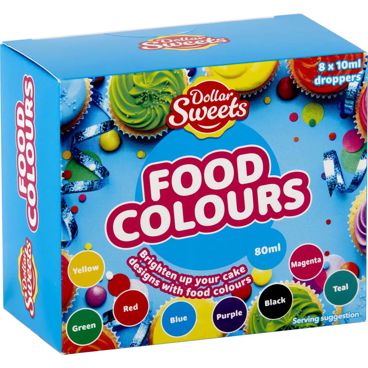 Food Colour Assorted 8 Pack | 80ml | Dollar Sweets | PF-096175-WW-055645