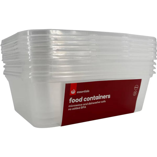 Food Containers | 5 Pack | Woolworths Essentials | PF-113184-WW-944662
